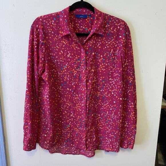 APT.9 Women Blouse/Shirt Size M Long Sleeve Multicolored Button up Sheer Summer - Picture 6 of 8